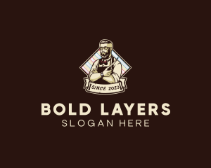 Hipster Retro Barbershop logo design