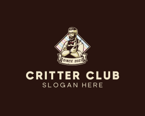 Hipster Retro Barbershop logo design