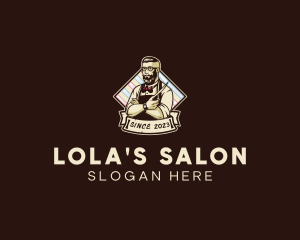 Hipster Retro Barbershop logo design