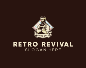 Hipster Retro Barbershop logo design