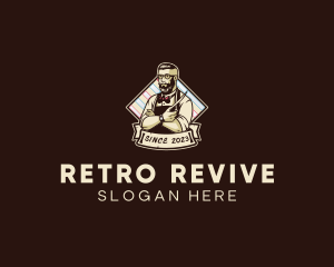 Hipster Retro Barbershop logo design