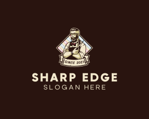 Hipster Retro Barbershop logo design