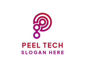 Letter P Tech Software logo design