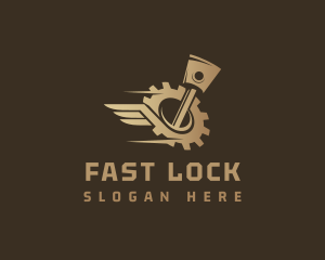 Fast Engine Piston Wings logo design