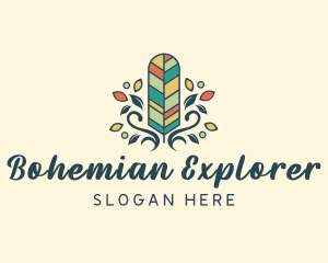 Creative Bohemian Feather logo design