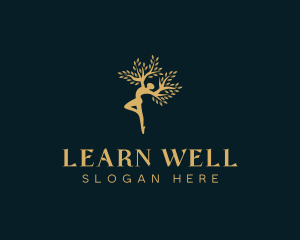 Yoga Wellness Woman Tree logo design