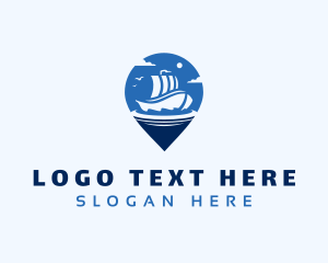 Location Pin Travel Ship logo