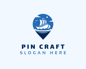 Location Pin Travel Ship logo design