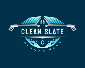 Pressure Wash Clean Roofing logo design