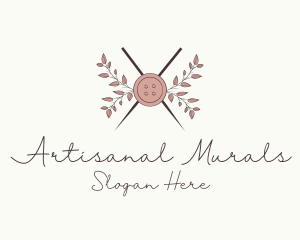 Rustic Button Needles Sewing logo design