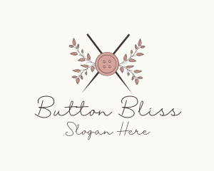 Rustic Button Needles Sewing logo design