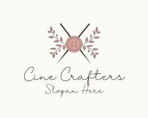 Rustic Button Needles Sewing logo design