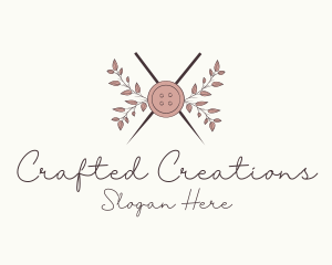 Rustic Button Needles Sewing logo design