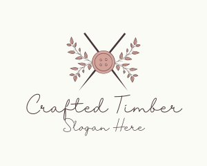 Rustic Button Needles Sewing logo design