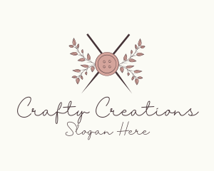 Rustic Button Needles Sewing logo design