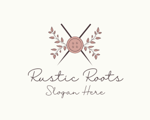 Rustic Button Needles Sewing logo design