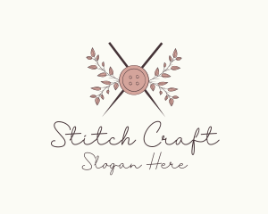 Rustic Button Needles Sewing logo design