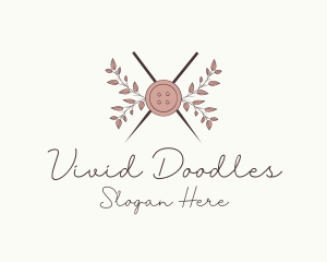 Rustic Button Needles Sewing logo design