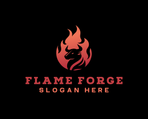 Bull Steak Flame BBQ logo design