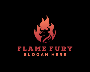 Bull Steak Flame BBQ logo design