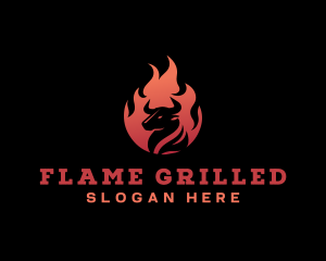 Bull Steak Flame BBQ logo design