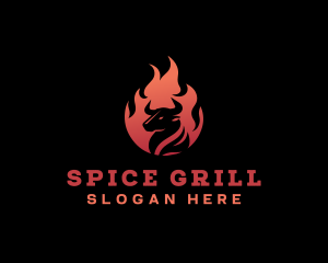 Bull Steak Flame BBQ logo design