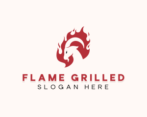 Goat Flaming BBQ logo design