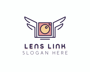 Winged Camera Lens logo design