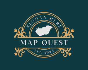 Hungary Country Map logo design