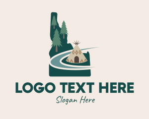 Idaho Map Teepee Scene Logo