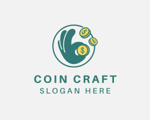 Dollar Coin Hand logo