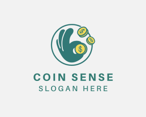 Dollar Coin Hand logo design