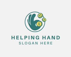 Dollar Coin Hand logo design