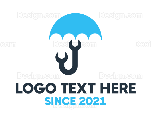 Blue Wrench Umbrella Logo