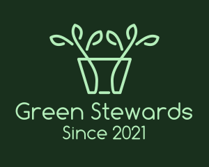 Green Potted Plant logo design