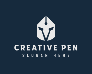 Spartan Helmet Pen  logo design