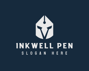 Spartan Helmet Pen  logo design