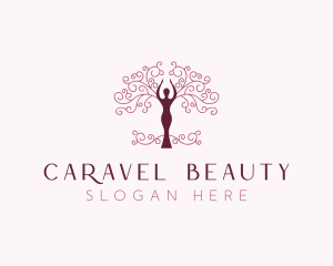 Beauty Organic Woman Tree logo design