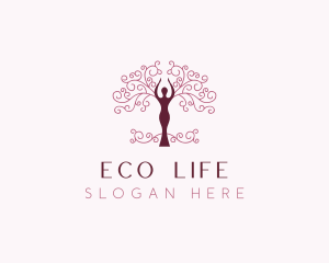 Beauty Organic Woman Tree logo design