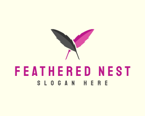 Feather Writer Pen logo design