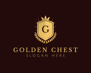 Gold Crown Shield logo design