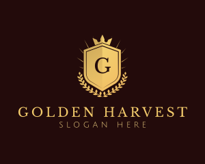 Gold Crown Shield logo design