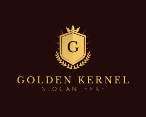 Gold Crown Shield logo design