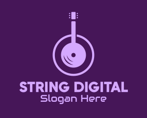 Purple Guitar Headphones logo design