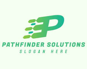 Green Speed Motion Letter P logo design