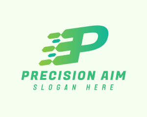 Green Speed Motion Letter P logo design