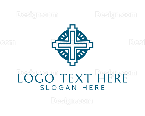 Blue  Crucifix Cross Logo