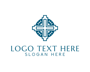 Blue  Crucifix Cross logo