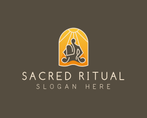 Monk Spiritual Meditate logo design