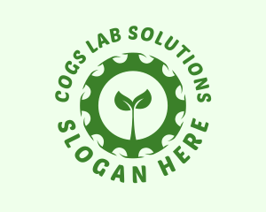 Green Plant Cog logo design